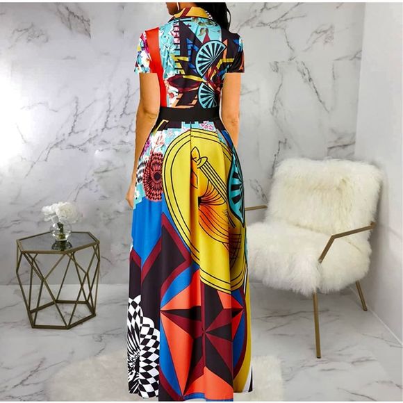 LaiyiVic Womens Maxi Dresses Long Sleeve Floral Printed Casual V Neck Loose Part - Picture 4 of 5